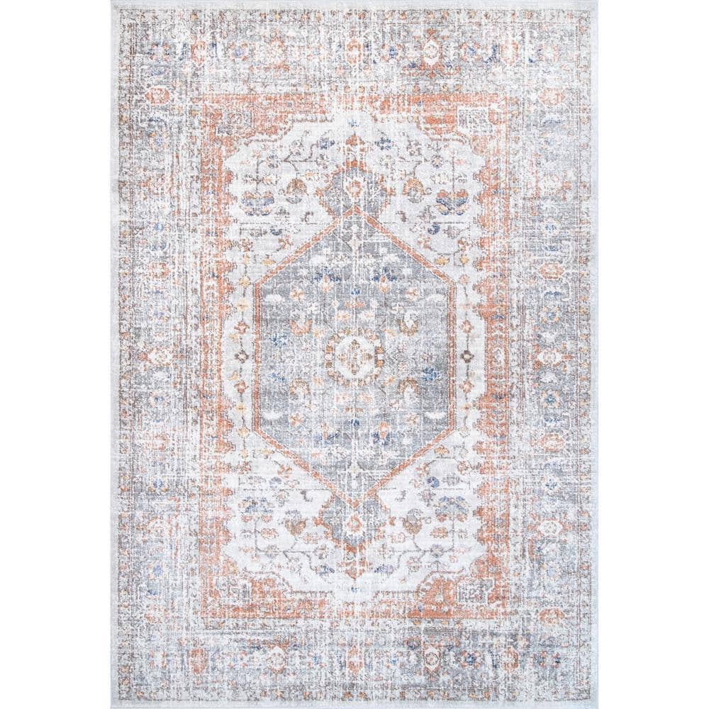 nuLOOM Jacquie Vintage Floral Silver 9 ft. x 12 ft. Area Rug RZAB07C-9012 -  The Home Depot