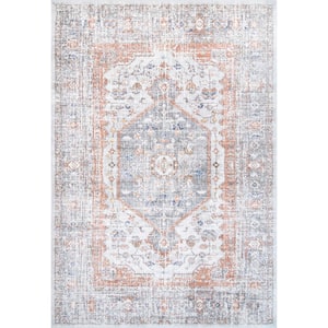 Jacquie Vintage Floral Silver 9 ft. x 12 ft. Area Rug