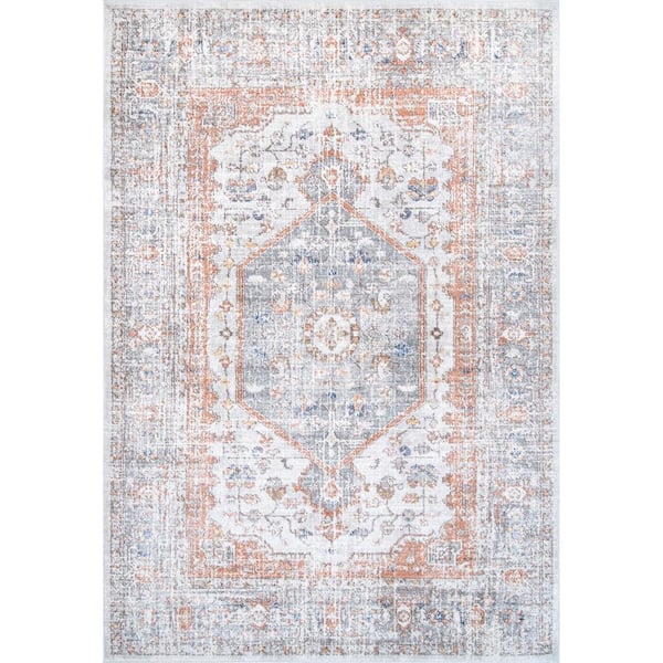 nuLOOM Jacquie Vintage Floral Silver 8 ft. Square Rug