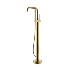 Florin Single-Handle Freestanding Tub Faucet with Handshower in Brushed Gold