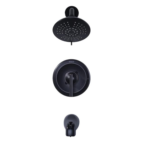 IVIGA 5-Spray Patterns with 1.8 GPM 6 in. Wall Mount Rain Fixed Shower Head with Tub and Brass Valve in Oil Rubbed Bronze