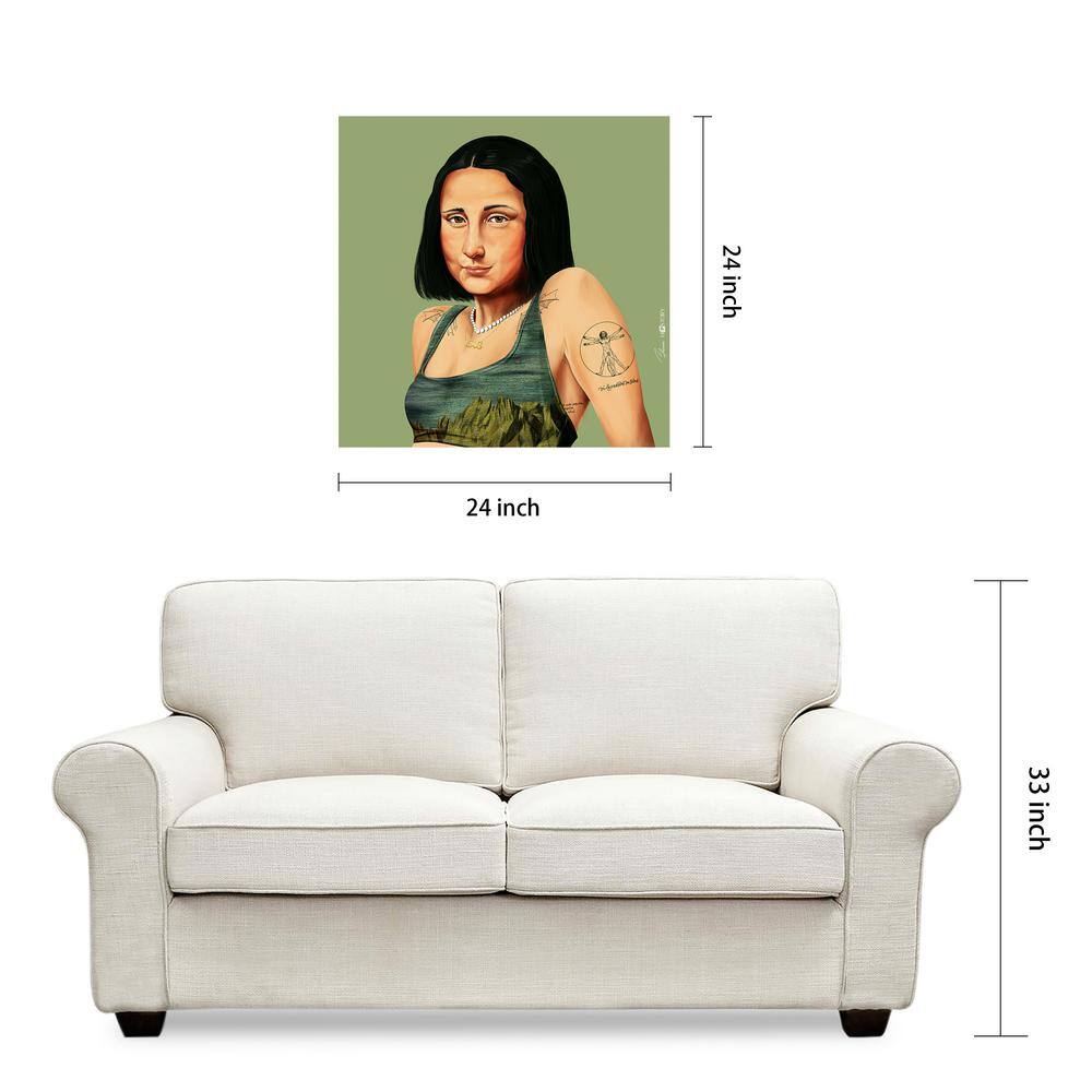 Hip Mona Lisa 24" Green and Glass Modern Wall Art