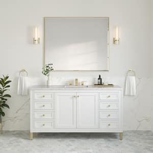 Chicago 60.0 in. W x 23.5 in. D x 33.76 in. H Single Bath Vanity in Glossy White with Quartz Eternal Jasmine Pearl Top