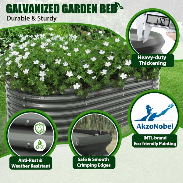 Cesicia Outdoor 8 ft. x 4 ft. x 2 ft. Oval Metal Raised Garden Bed