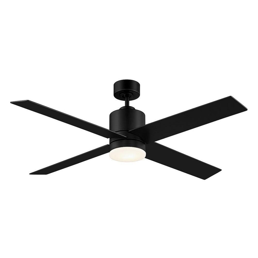 52" Matte Black and Antique Oak Reversible Blade Ceiling Fan with LED Light and Remote