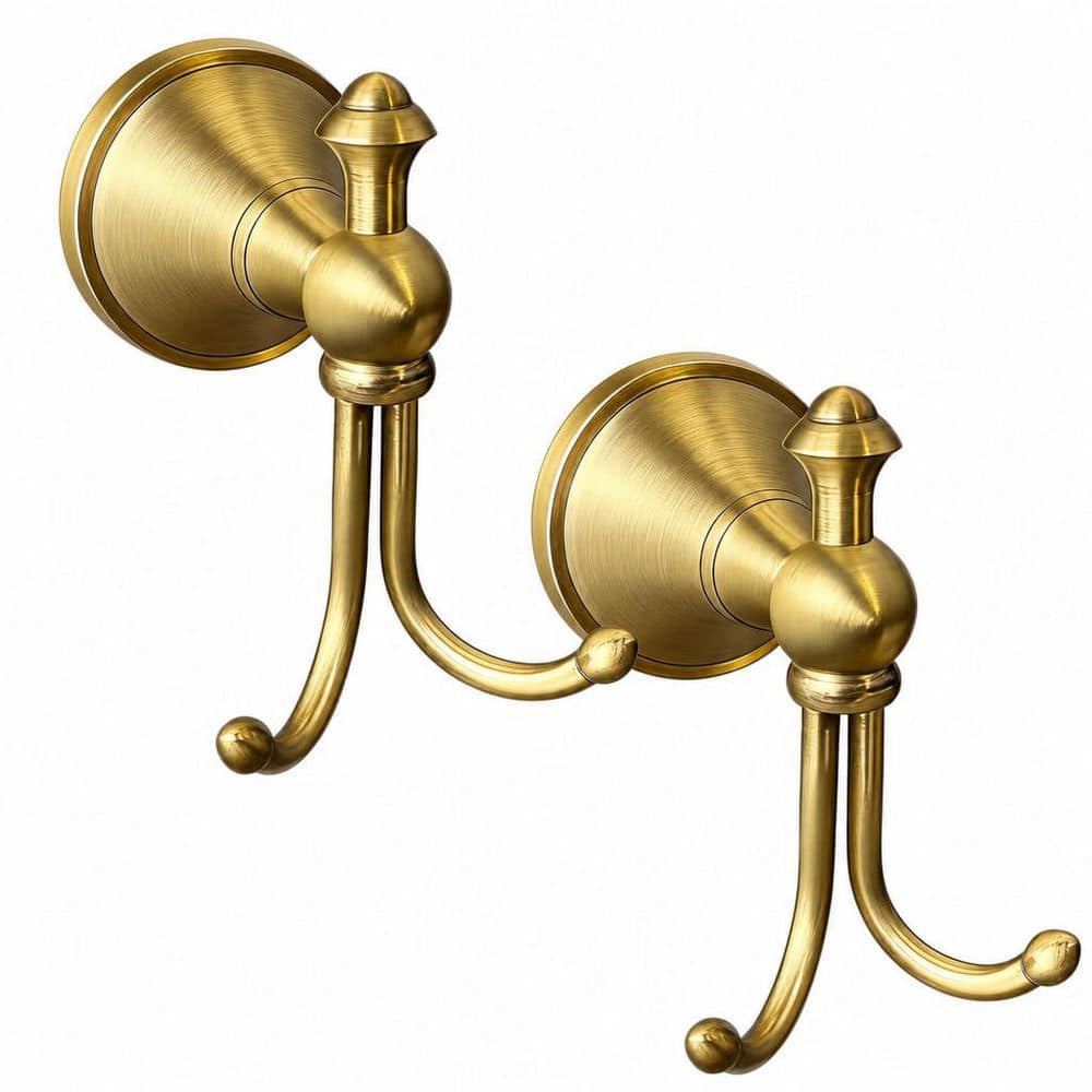 Double Robe and Towel Hook in Brushed Antique Brass 2-Pack, Wall Mounted for Bathroom, Kitchen and Entryway price history on PriceWatchPro