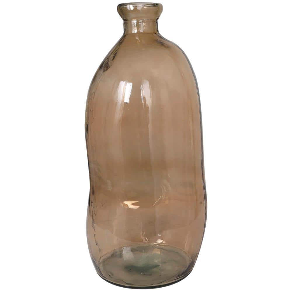 Handcrafted Round Brown Glass Floor Vase