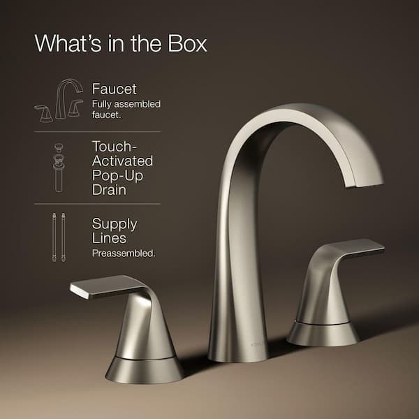 KOHLER Cursiva 8 in. Widespread 2-Handle Bathroom Faucet in