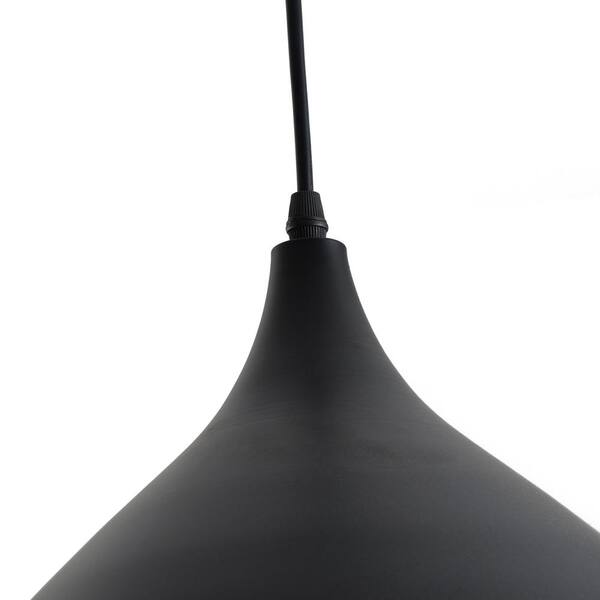 aiwen 13.7 in. 1-Light Black Island Industrial Pendant Light