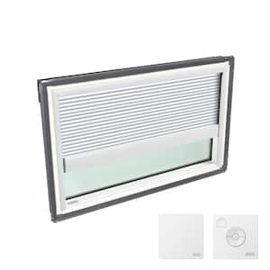44-1/4 in. x 26-7/8 in. Fixed Deck Mount Skylight w/ Laminated Low-E3 Glass, White Solar Powered Room Darkening Shade