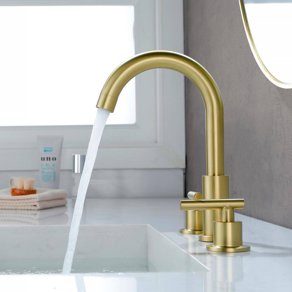 Brushed Gold 8 in. Widespread Double-Handle Bathroom Faucet
