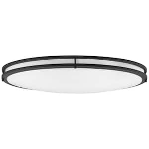 32 in. 1-Light Black Selectable LED Dimmable Oval Double Band Flush Mount Fixture, Selectable CCT 3000K 4000K 5000K