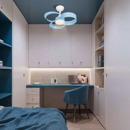 Windora 22 in. Indoor White Ceiling Fan with Blue Blade Dimmable Integrated LED Light and Remote Control Ceiling Fans