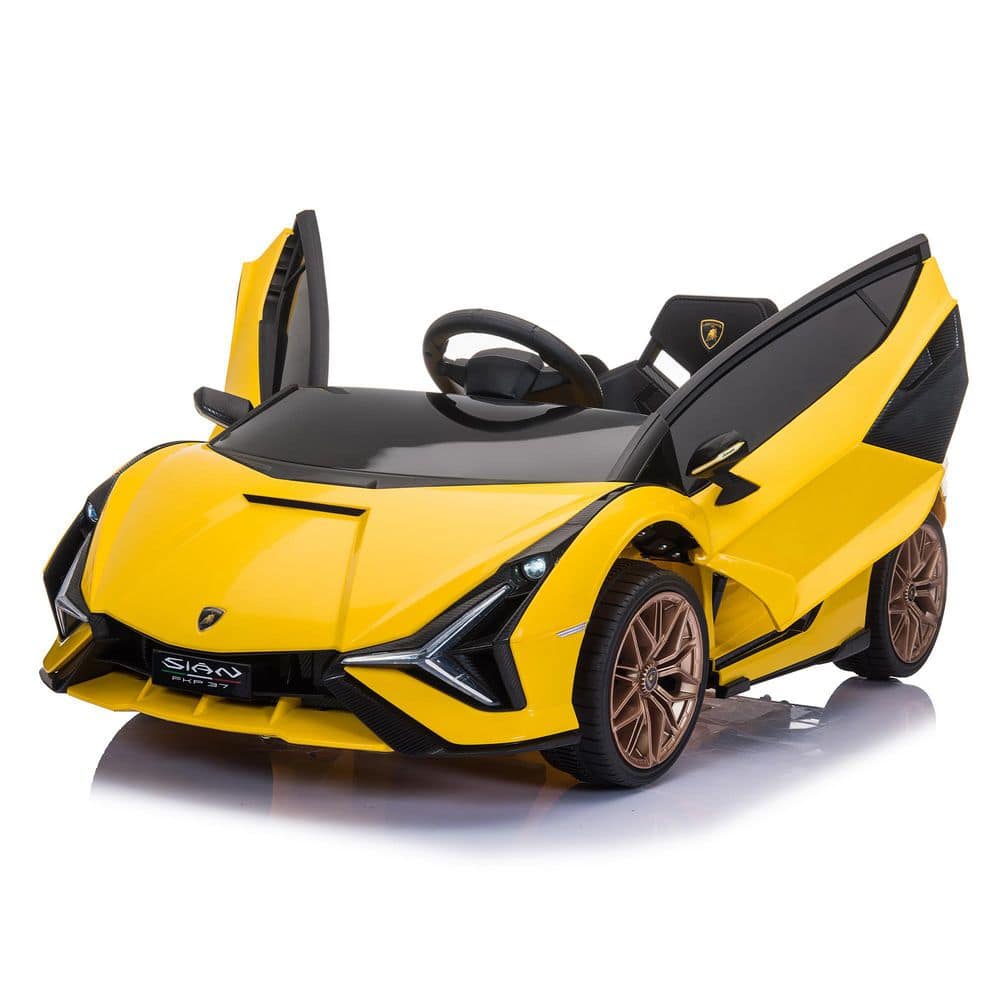 TOBBI Licensed Lamborghini Sian 12-Volt Kids Electric Ride On Car with  Remote Control, Yellow TH17L0650 - The Home Depot