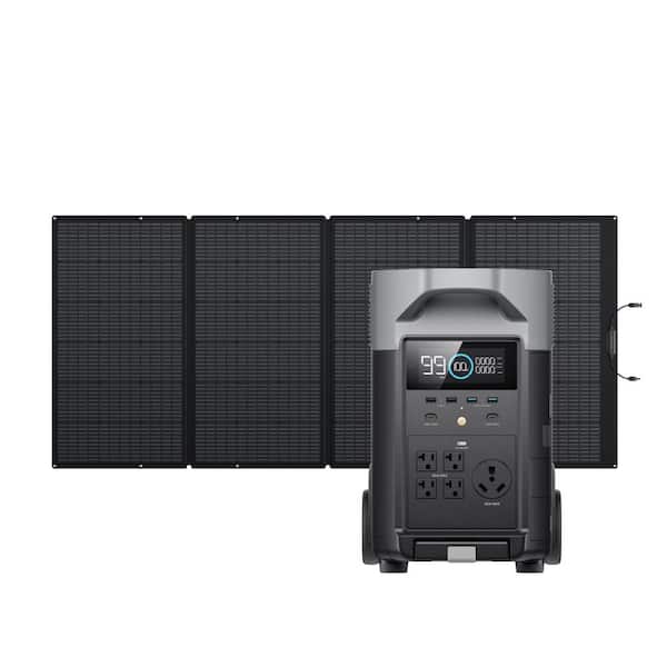 EcoFlow 3600W Output/7200W Peak Push-Button Start Solar Generator DELTA Pro with 400W Solar Panel for Home, Camping and RVs