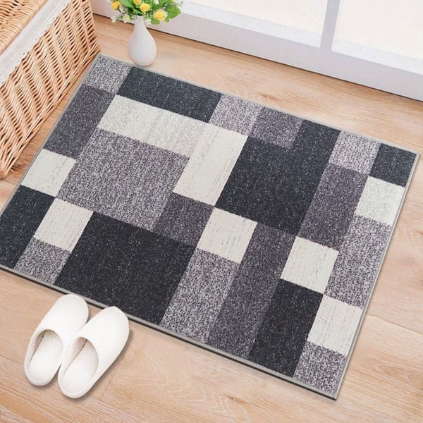 ギャルソンRUG World Rug Gallery Geometric Boxes Design Non-Slip (Non-Skid) Gray