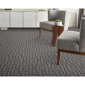 Labyrinth - Armour Coal - Gray 13.2 ft. 45 oz. Polyester Pattern Installed Carpet