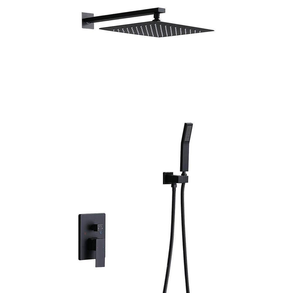 Single Handle 1-Spray Shower Faucet with 12 in. Shower Head and Handheld Shower 2.2 GPM with Flexible in. Matte Black price history on PriceWatchPro