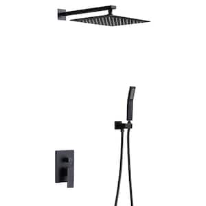 Single Handle 1-Spray Shower Faucet with 12 in. Shower Head and Handheld Shower 2.2 GPM with Flexible in. Matte Black