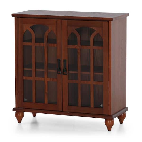 PHI VILLA Royal Cherry Display Cabinet with Glass Door