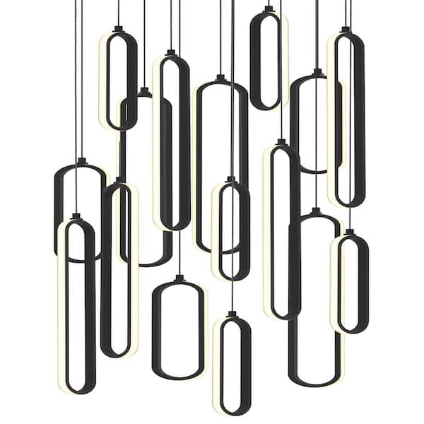 Sienna 232-Watt 16-Light Black Cluster Integrated LED Pendant Light