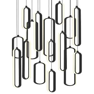 Sienna 232-Watt 16-Light Black Cluster Integrated LED Pendant Light