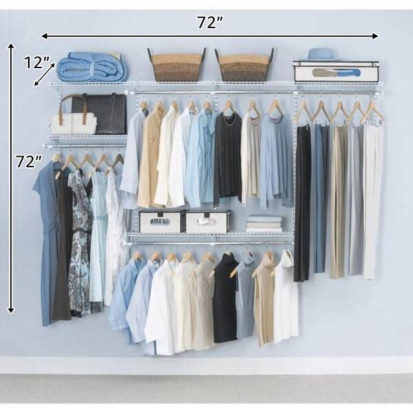 Classic Custom 3-6 ft White Closet Configurations by Rubbermaid at