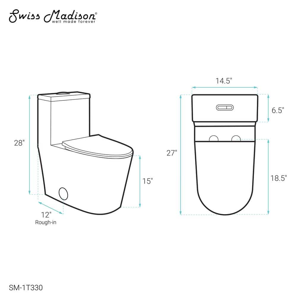 White High Efficiency Dual Flush Elongated One-Piece Toilet