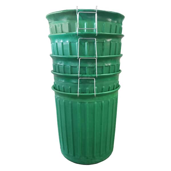 Unbranded 60 Gal. Green Round Carry Barrel Trash Can (5-Pack)