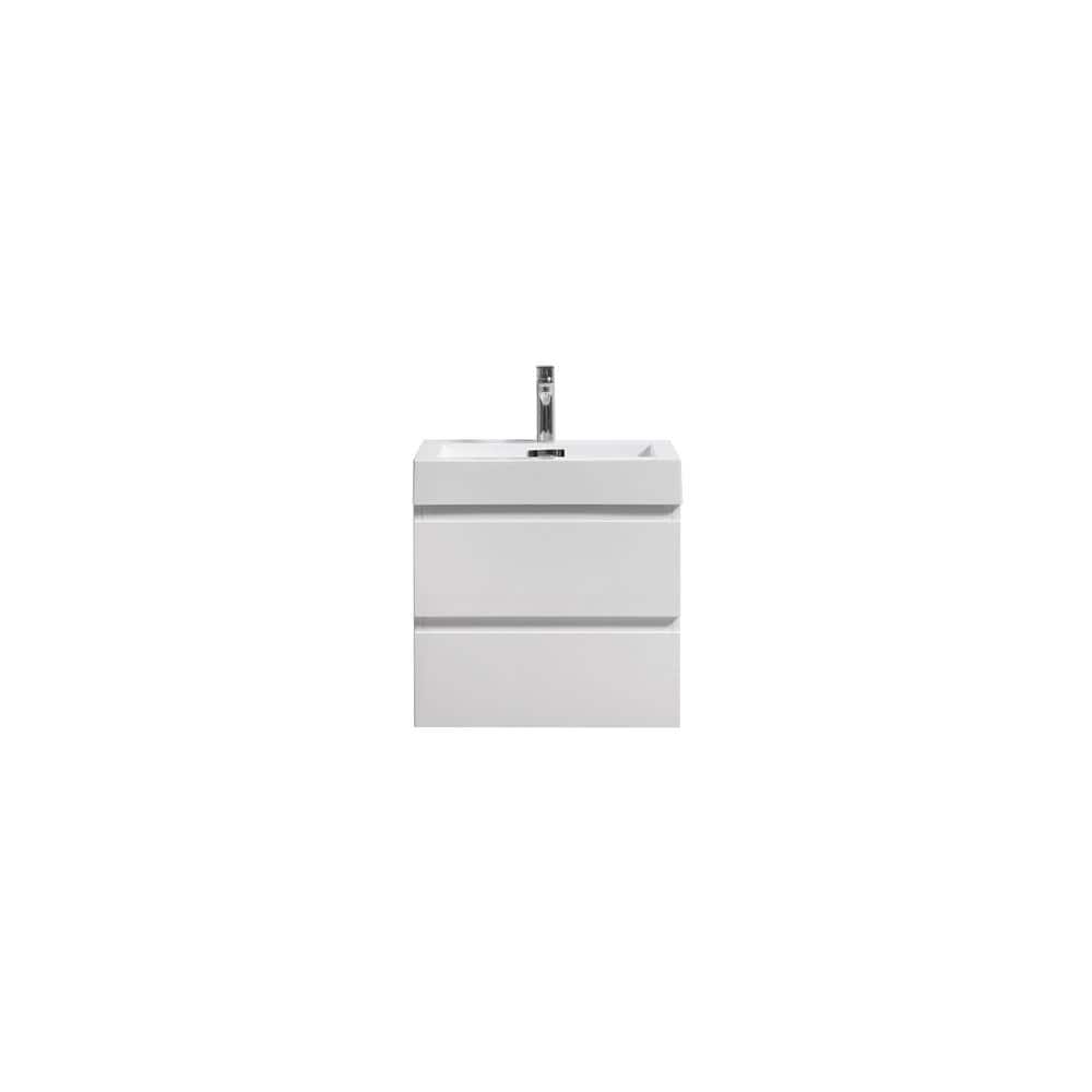 Fortune 24 in. W Bath Vanity in High Gloss White with Reinforced Acrylic Va