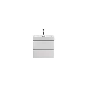 Fortune 24 in. W Bath Vanity in High Gloss White with Reinforced Acrylic Vanity Top in White with White Basin