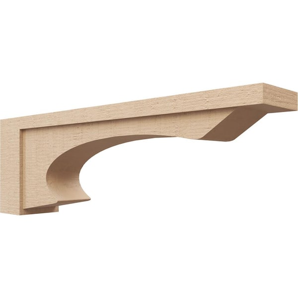 Ekena Millwork 6-in. x 36-in. x 12-in. Series 3 Thin Emerson Rough Cedar Woodgrain Timberthane Polyurethane Corbel, Primed Tan