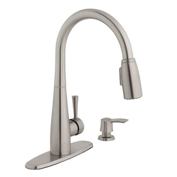 Glacier Bay 900 Series Single-Handle Pull-Down Sprayer Kitchen Faucet with Soap Dispenser in Stainless Steel
