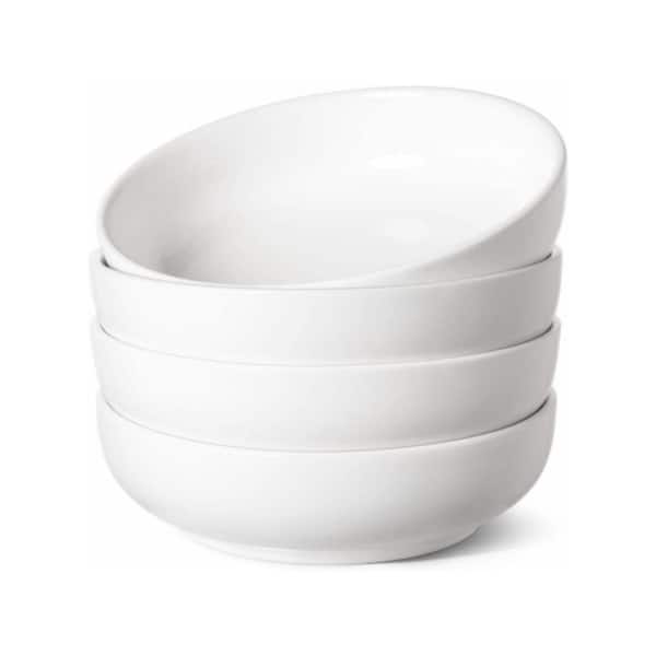 7.8 in. 32 fl. oz. White Ceramic Serving Bowls Soup Pasta Salad Bowls for Restaurant Catering Party Serving (Set of 4)