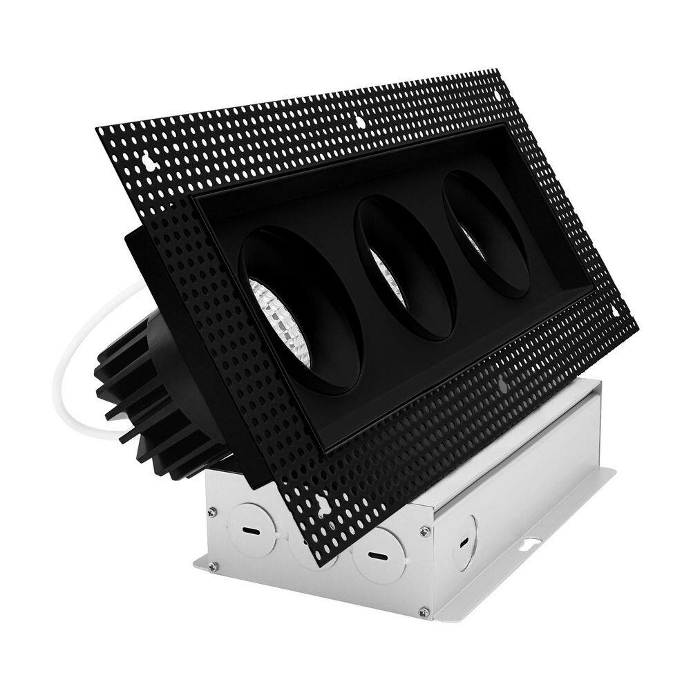 3-Head Integrated LED Black Rectangle Regressed Trimless Gimbal Light, 360°+15° Swivel, 5CCT, 45W, 3000LM, Dimmable price history on PriceWatchPro