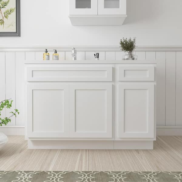 Vanity Art 54 in. W x 21 in. D x 32.5 in. H Bath Vanity Cabinet without Top in White