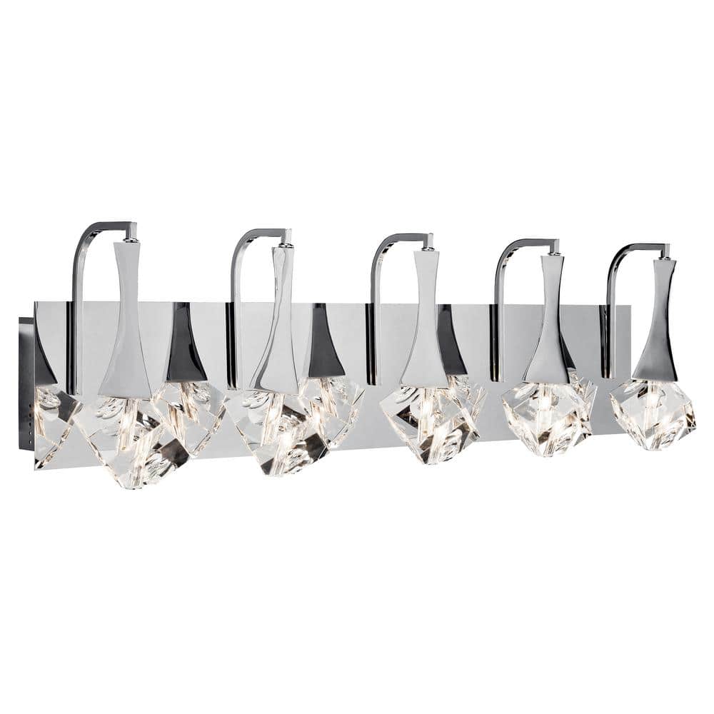 Chrome 5-Light LED Vanity with Clear Crystal Shade