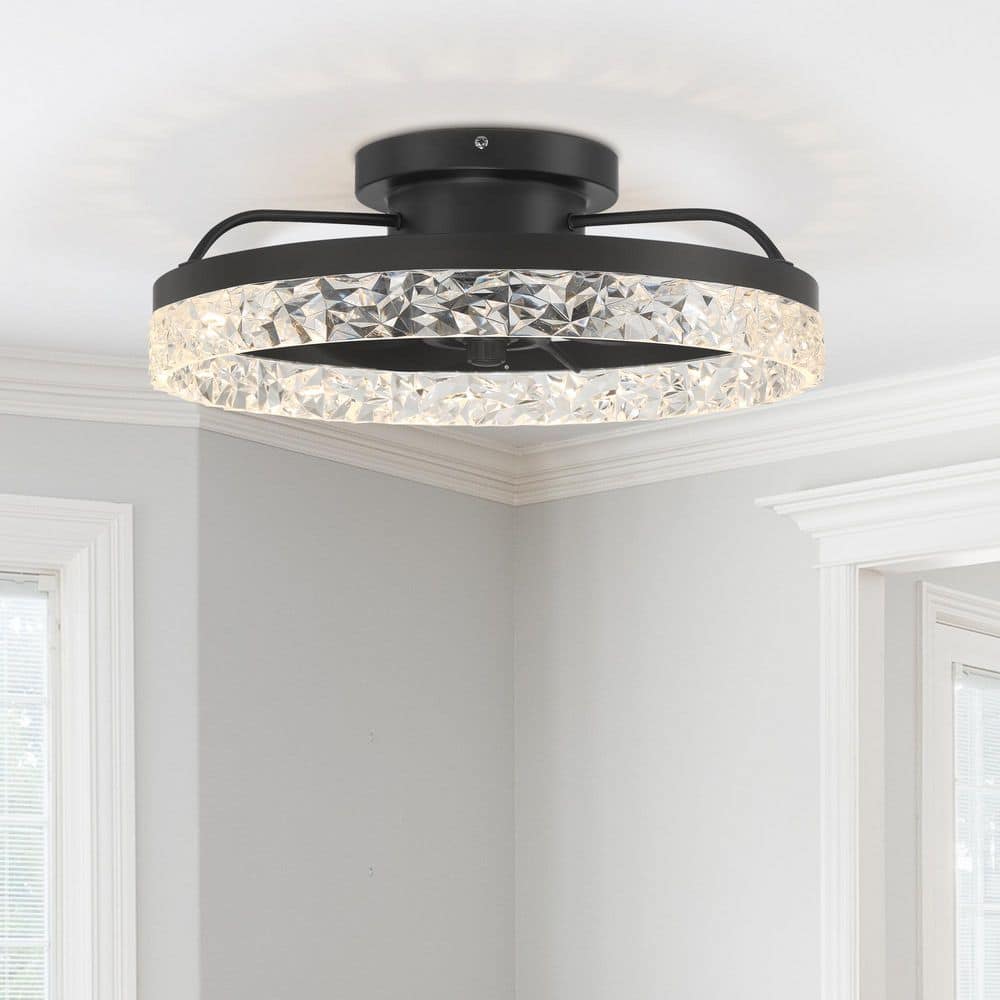 Designers Fountain - Circlet 20 in. Integrated LED Indoor Matte Black Glam Fandelier with 5 White Light Settings and Remote Control