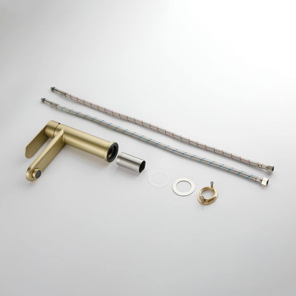 Brushed Gold Single Handle Brass Bathroom Faucet