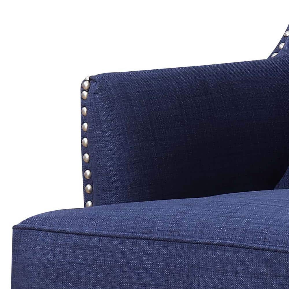 Transitional Flared Back Blue Wood Accent Chair
