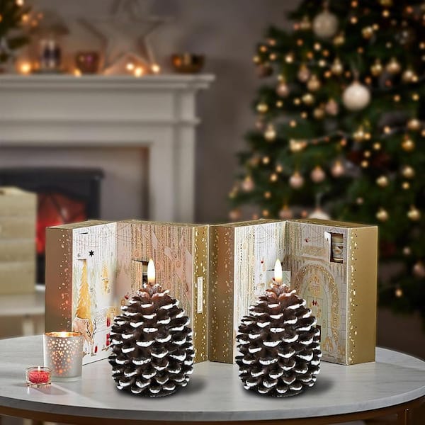 White Flameless Candles with Battery Powered Flickering 3D Wick