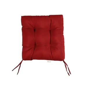 Sunbrella Canvas Jockey Red Tufted Chair Cushion Square Back 19 x 19 x 3