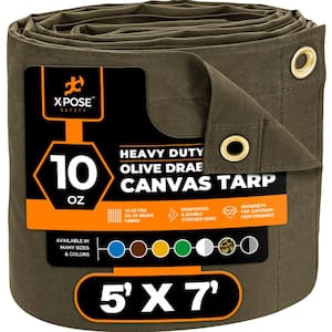 Canvas Heavy-Duty 5 ft. W X 7 ft. L Olive Drab 10 oz. Tarp