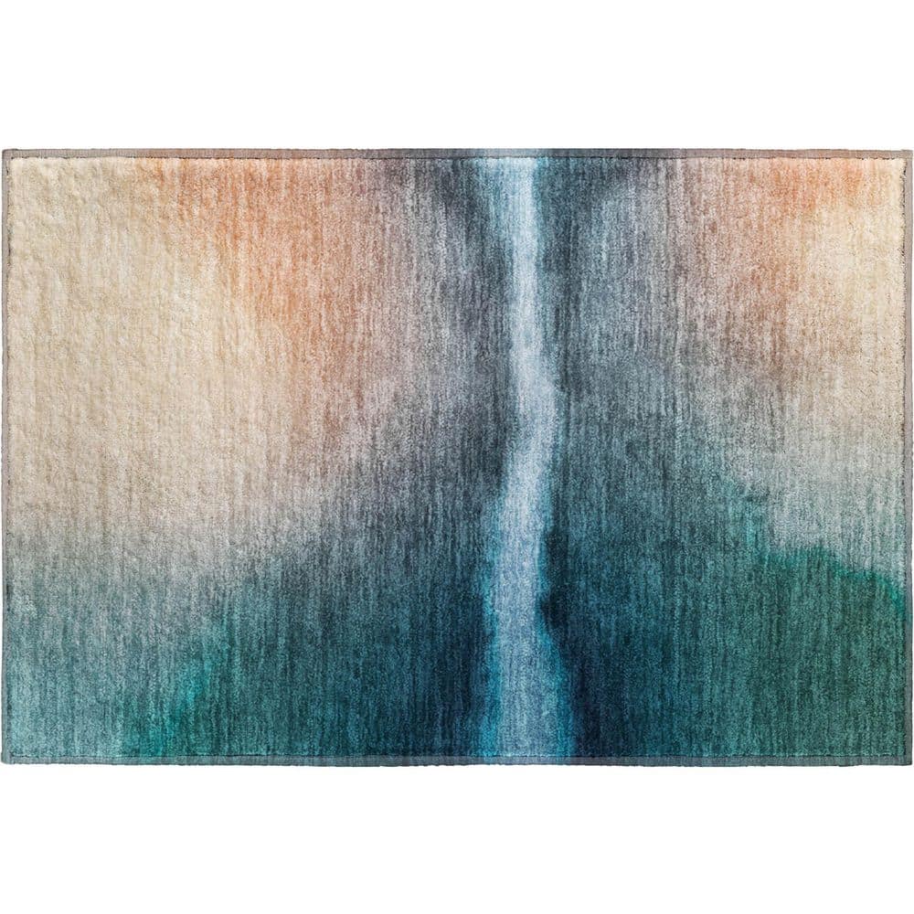 Mayfield Premium Machine Washable Abstract AMF2419 Teal 3 ft. x 4 ft. Area Rug price history on PriceWatchPro