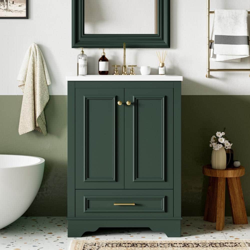 Cuschoice 24 in. Bathroom Vanity with Ceramic Sink Combo, Modern