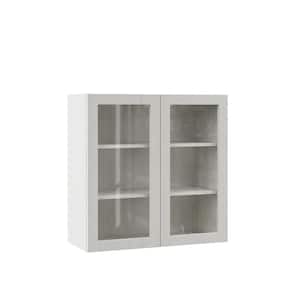 Designer Series Edgeley Assembled 30x30x12 in. Wall Kitchen Cabinet with Glass Doors in Glacier