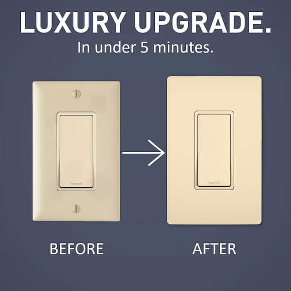 radiant 4-Gang 4-Decorator/Rocker Screwless Wall Plate, Ivory