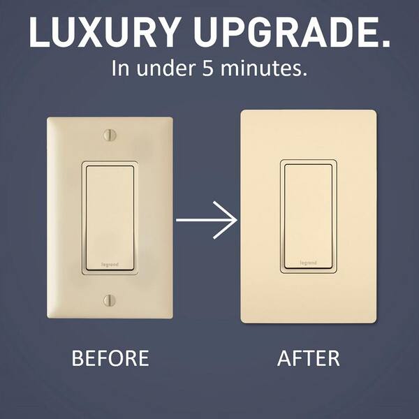 radiant 5-Gang 5-Decorator/Rocker Screwless Wall Plate, Ivory (1-Pack)