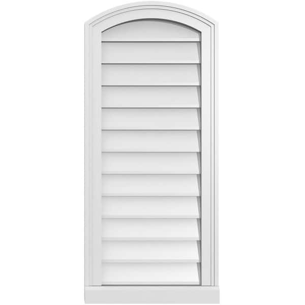 Ekena Millwork 16 in. x 36 in. Arch Top Surface Mount PVC Gable Vent: Functional with Brickmould Sill Frame