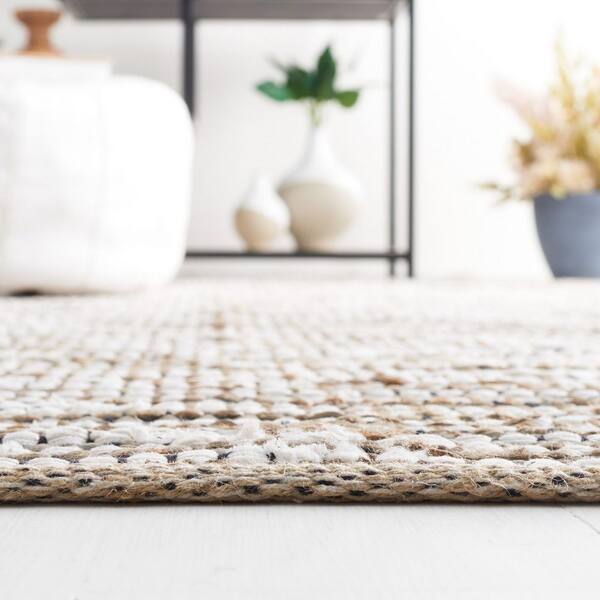 SAFAVIEH Vintage Leather 6 ft. x 6 ft. Beige/Ivory Striped Square